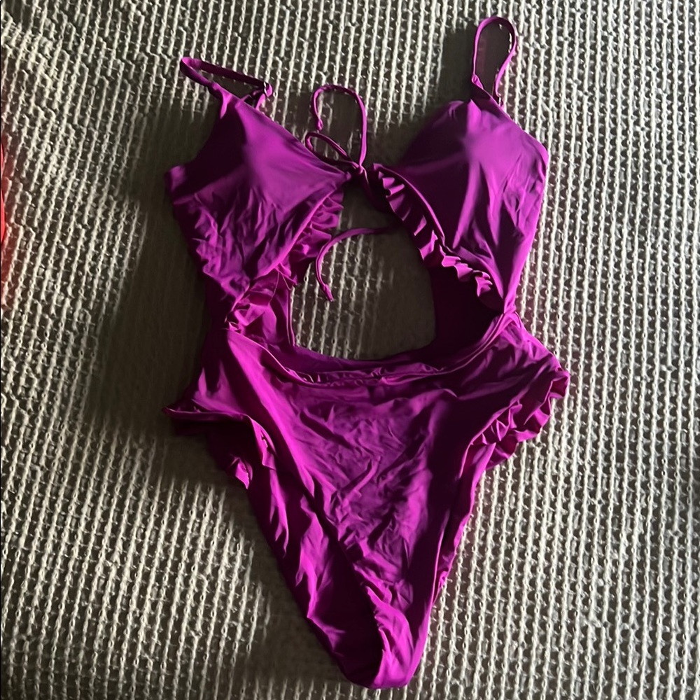 Dippin' Daisy's Purple Ruffled One-Piece Swimsuit